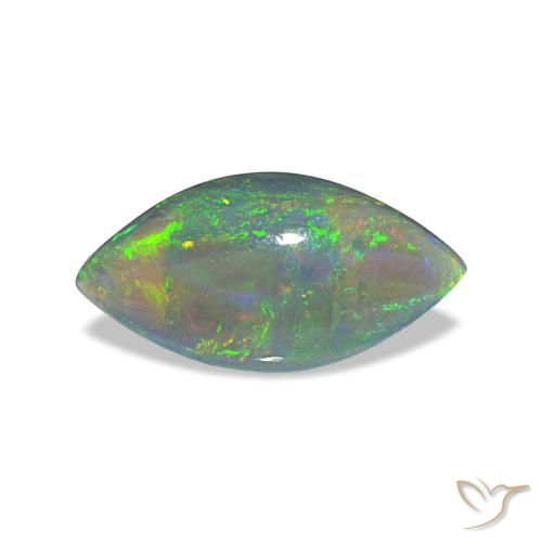 Ópalo negro multicolor natural de 0,56 ct, marquesa, translúcido