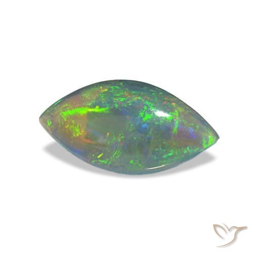 Ópalo negro multicolor natural de 0,56 ct, marquesa, translúcido