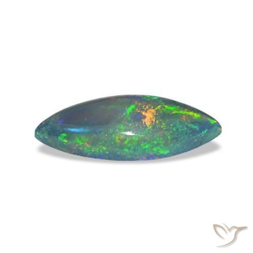 Ópalo negro multicolor natural de 0,56 ct, marquesa, translúcido