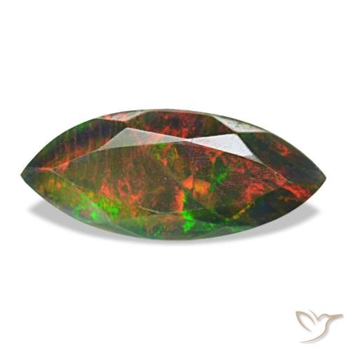 Ópalo negro multicolor natural de 1,58 ct, marquesa, translúcido