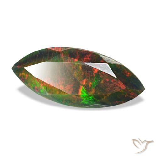 Ópalo negro multicolor natural de 1,58 ct, marquesa, translúcido