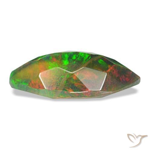 Ópalo negro multicolor natural de 1,58 ct, marquesa, translúcido