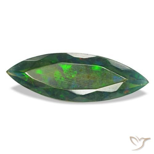 Ópalo negro multicolor natural de 2,17 ct, marquesa, translúcido