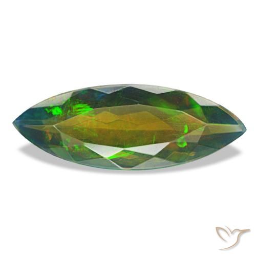 Ópalo negro multicolor natural de 2,28 ct, marquesa, translúcido