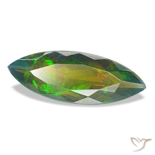 Ópalo negro multicolor natural de 2,28 ct, marquesa, translúcido