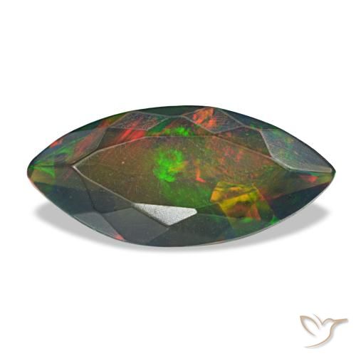 Ópalo negro multicolor natural de 1,00 ct, marquesa, translúcido