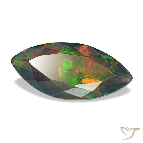 Ópalo negro multicolor natural de 1,00 ct, marquesa, translúcido