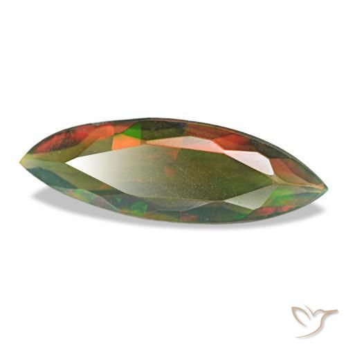 Ópalo negro multicolor natural de 1,16 ct, marquesa, translúcido