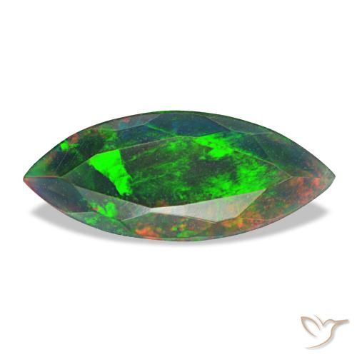 Ópalo negro multicolor de 1,50 ct, marquesa, opaco