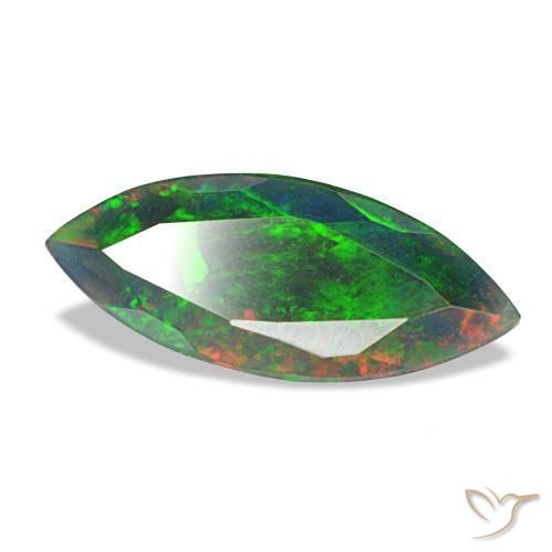 Ópalo negro multicolor natural de 1,50 ct, marquesa, opaco