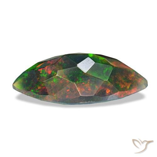 Ópalo negro multicolor natural de 1,50 ct, marquesa, opaco