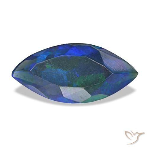 Ópalo negro multicolor natural de 0,96 ct, marquesa, opaco