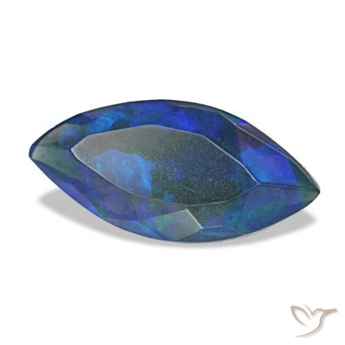 Ópalo negro multicolor natural de 0,96 ct, marquesa, opaco