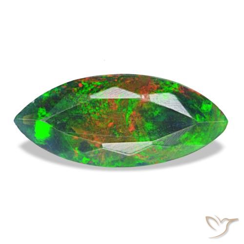 Ópalo negro multicolor natural de 1,44 ct, marquesa, opaco