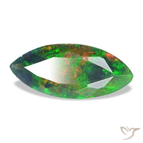 Ópalo negro multicolor natural de 1,44 ct, marquesa, opaco