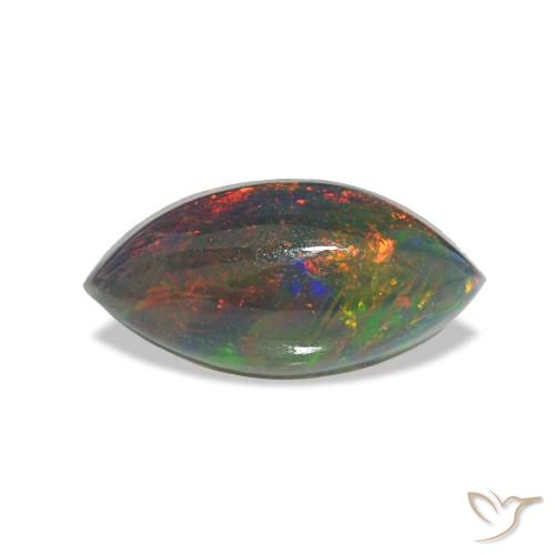 Ópalo negro multicolor natural de 0,78 ct, marquesa, translúcido