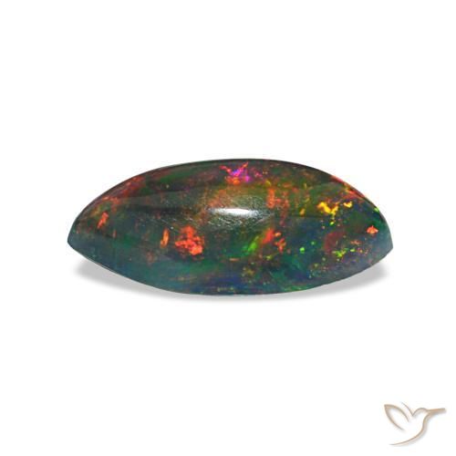 Ópalo negro multicolor natural de 0,78 ct, marquesa, translúcido