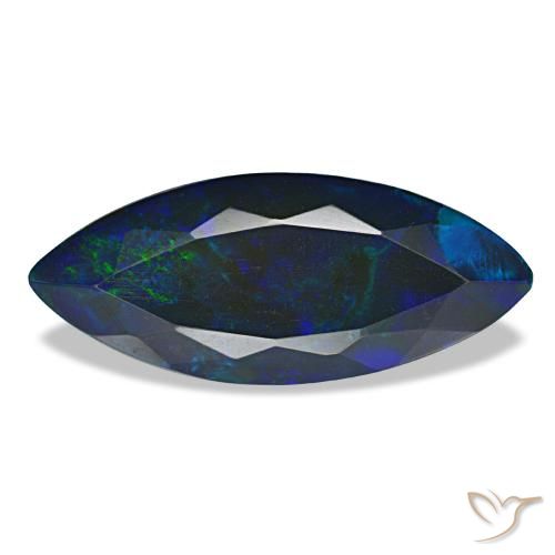 Ópalo negro multicolor de 3,65 ct, marquesa, translúcido