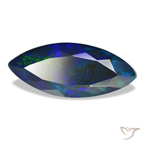 Ópalo negro multicolor natural de 3,65 ct, marquesa, translúcido