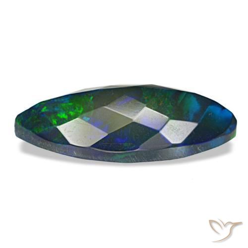 Ópalo negro multicolor natural de 3,65 ct, marquesa, translúcido