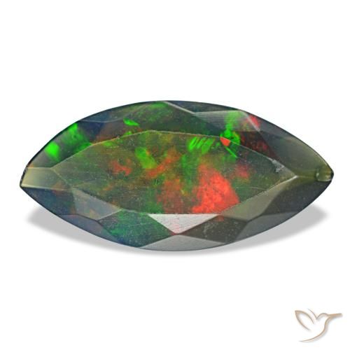 Ópalo negro multicolor natural de 1,29 ct, marquesa, translúcido