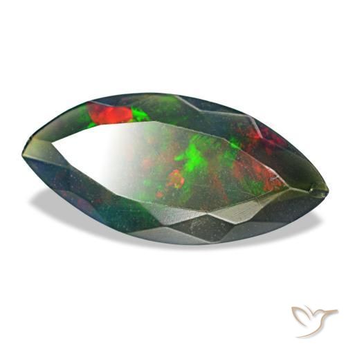 Ópalo negro multicolor natural de 1,29 ct, marquesa, translúcido
