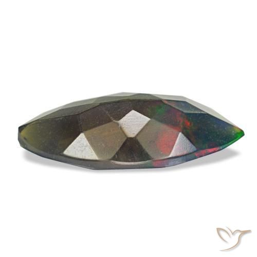 Ópalo negro multicolor natural de 1,29 ct, marquesa, translúcido