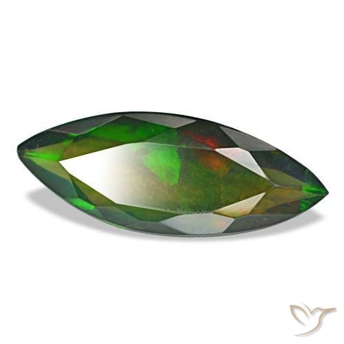 Ópalo negro multicolor natural de 2,60 ct, marquesa, translúcido
