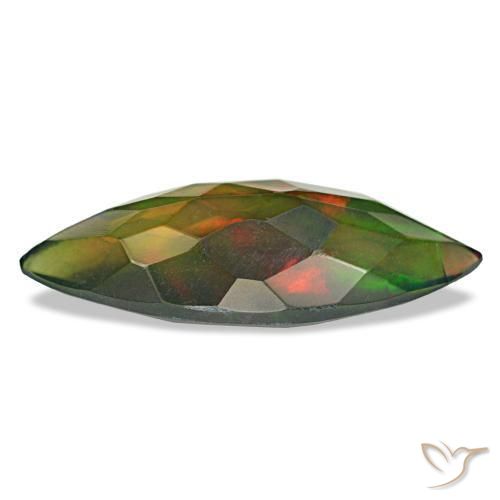 Ópalo negro multicolor natural de 2,60 ct, marquesa, translúcido