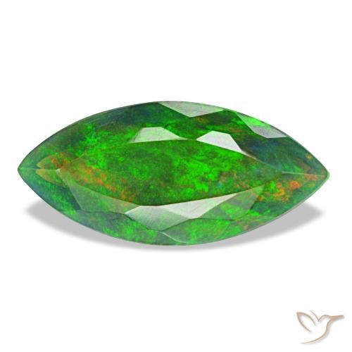 Ópalo negro multicolor natural de 2,08 ct, marquesa, opaco