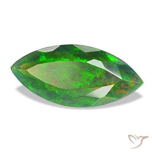 Ópalo negro multicolor natural de 2,08 ct, marquesa, opaco