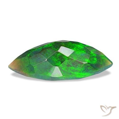 Ópalo negro multicolor natural de 2,08 ct, marquesa, opaco