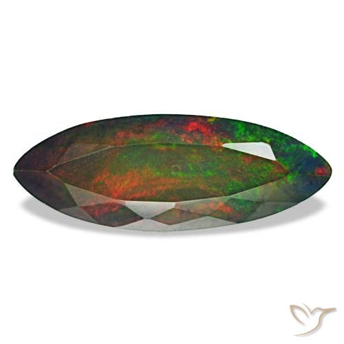 Ópalo negro multicolor natural de 3,69 ct, marquesa, opaco