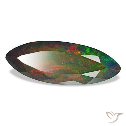 Ópalo negro multicolor natural de 3,69 ct, marquesa, opaco