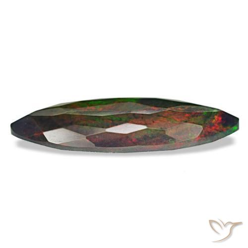 Ópalo negro multicolor natural de 3,69 ct, marquesa, opaco