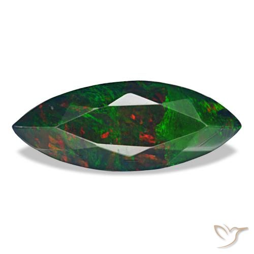 Ópalo negro multicolor de 1,40 ct, marquesa, opaco