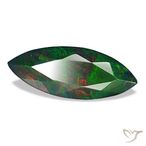 Ópalo negro multicolor natural de 1,40 ct, marquesa, opaco