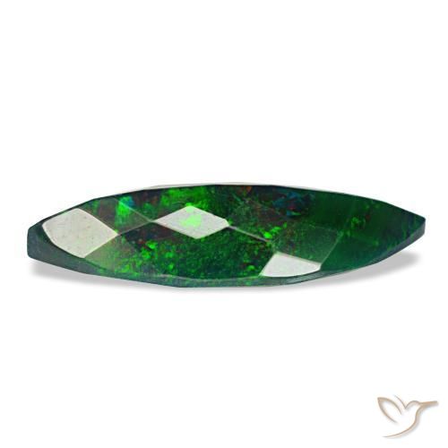 Ópalo negro multicolor natural de 1,40 ct, marquesa, opaco