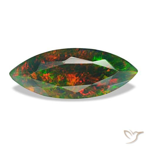 Ópalo negro multicolor natural de 1,68 ct, marquesa, opaco