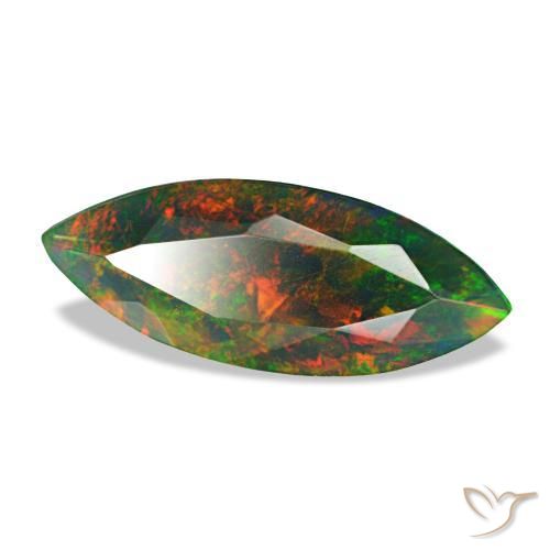 Ópalo negro multicolor natural de 1,68 ct, marquesa, opaco