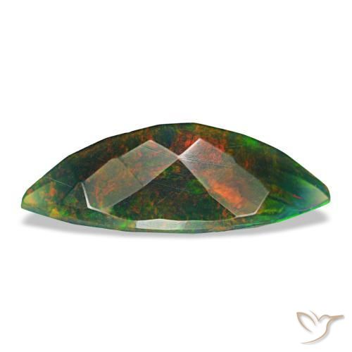 Ópalo negro multicolor natural de 1,68 ct, marquesa, opaco
