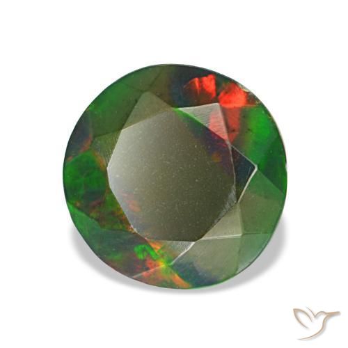 Ópalo negro multicolor natural de 1,13 ct, corte redondo, opaco