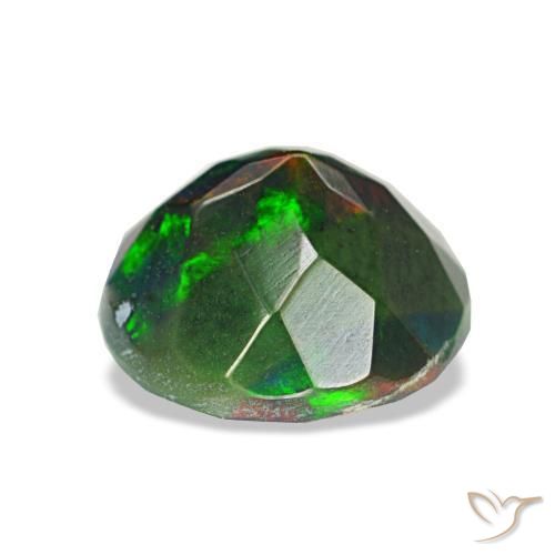Ópalo negro multicolor natural de 1,13 ct, corte redondo, opaco