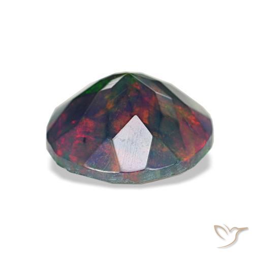 Ópalo negro multicolor natural de 1,18 ct, corte redondo, opaco