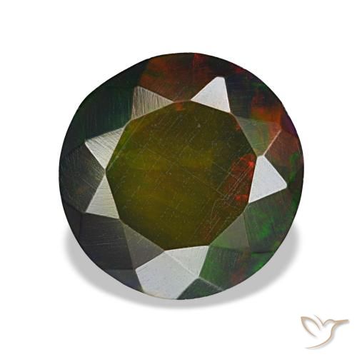 Ópalo negro multicolor de 1,69 ct, redondo, opaco