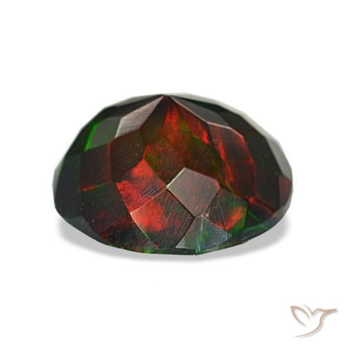 Ópalo negro multicolor natural de 1,69 ct, corte redondo, opaco
