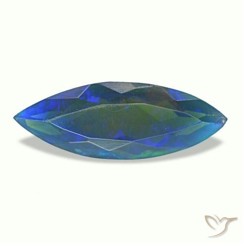 Ópalo negro multicolor natural de 1,12 ct, marquesa, translúcido