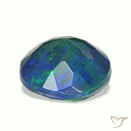 Ópalo negro multicolor natural de 1,62 ct, corte redondo, translúcido