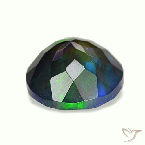 Ópalo negro multicolor natural de 1,91 ct, corte redondo, translúcido
