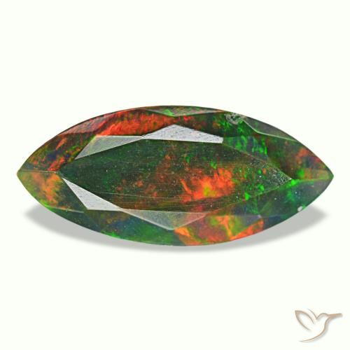 Ópalo negro multicolor natural de 1,49 ct, marquesa, opaco